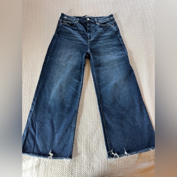 Paige anessa jeans crop wide leg raw hem size 32 - Picture 2 of 6